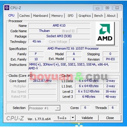 ซ็อกเก็ตโปรเซสเซอร์ CPU AMD Phenom II X6 1055T 1055 2.8G 125W HDT55TFBK6DGR AM3 #1