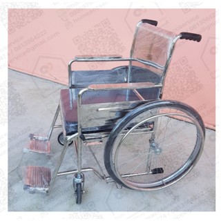 รถเข็นคนไข้ รถเข็นนั่งวีลแชร์สแตนเลสแบบพับไม่ได้ รถเข็นอาบน้ำ - Wheelchair non-foldable