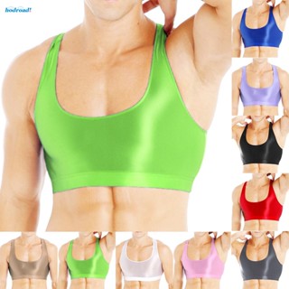 【HODRD】Mens Sleeveless Muscle Sleeveless Tank Top Clubwear Stage Costume Crop Tops Sexy Oil Glossy Tank Tops Fitness Vest【Fashion】