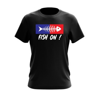 เสื้อยืดผ้าฝ้าย เสื้อยืดลําลอง แขนสั้น พิมพ์ลาย Fish On UNISEX baju SPORT แนวสตรีท ขนาดใหญ่ แฟชั่นสําหรับผู้ชาย และผู้หญ