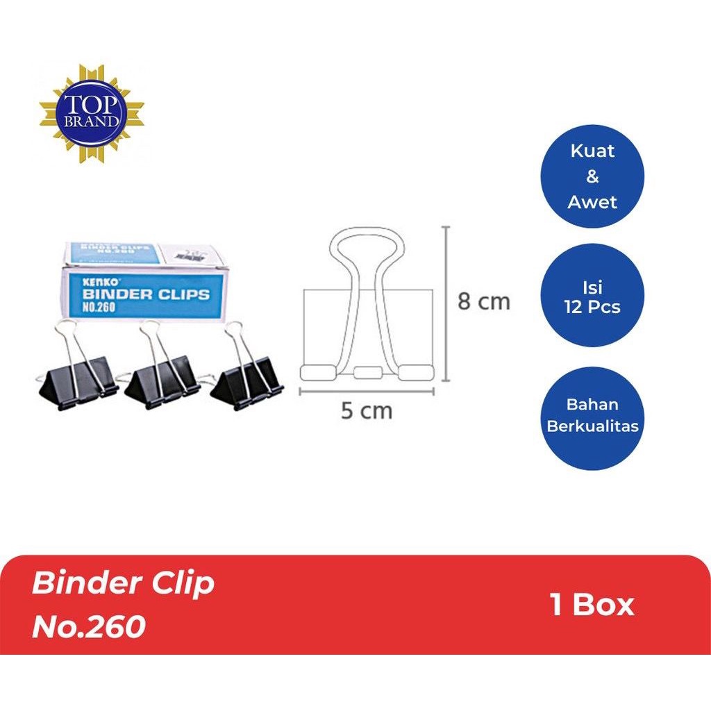 (1 ชิ้น) WHOLESALE KENKO Binder Clip No. 260 / Kenko Binder Clip 260 / Kenko 260 Binder Clip สีดํา