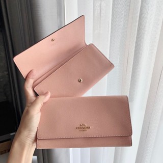 💖👛กระเป๋าสตางค์ สีใหม่ สวยละมุนมากCoach  SLIM TRIFOLD WALLET กปต.ยาว 3 พับ