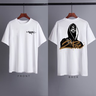 2PAC TuPac วินเทจแรงบันดาลใจกีฬาพิมพ์สําหรับผู้ชายผู้หญิงขนาดใหญ่ Tshirt สีดําท็อปส์ซูกลับ 8 # _N0