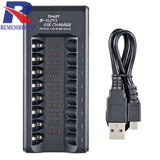 1.2v 8 Slot USB ที่ชาร์จแบตเตอรี่ สําหรับ AA/AAA Ni-MH/Ni-Cd แบตเตอรี่แบบชาร์จไฟได้