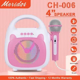 ลําโพงบลูทูธพร้อมไมโครโฟนคาราโอเกะพร้อมไฟ USB TF USB FM Led สําหรับเด็ก เหมาะสําหรับของขวัญวันเกิดสําหรับเด็ก