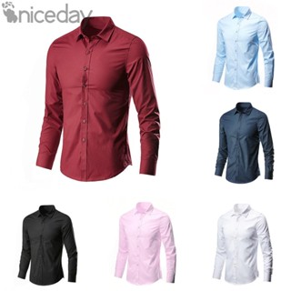 #NICEDAY-Men Classic Fit Long Sleeve Wrinkle Resistant Button Down Premium Dress Shirt