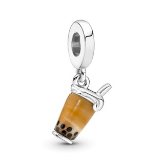 (พร้อมส่ง)Silver Pandora Charm Bubble tea ติ้งชาร์มชานมใข่มุก ชาร์มPandora ของเเท้100%