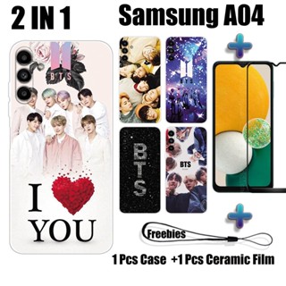 2 IN 1 เคสโทรศัพท์มือถือ เซรามิก ทรงโค้ง กันรอยหน้าจอ ลาย BTS สําหรับ Samsung A04