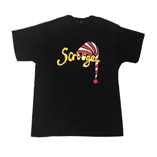 เสื้อยืดผ้าฝ้าย เสื้อยืดคริสต์มาสVintage 90s Scrooge The Musical TShirt Movie XMas Cirque Du Soleil Cut Tag