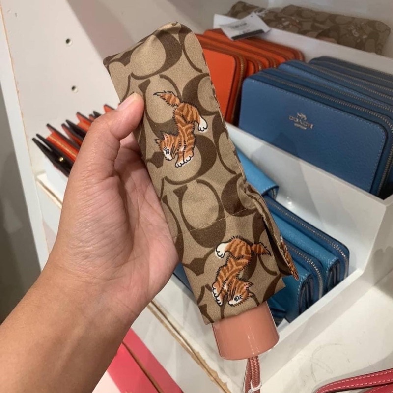 พร้อมส่ง แท้ ???% New Coach ร่ม UV PROTECTION MINI UMBRELLA SIGNATURE DANCING  KITTENS PRINT (COACH CC908) | Shopee Thailand