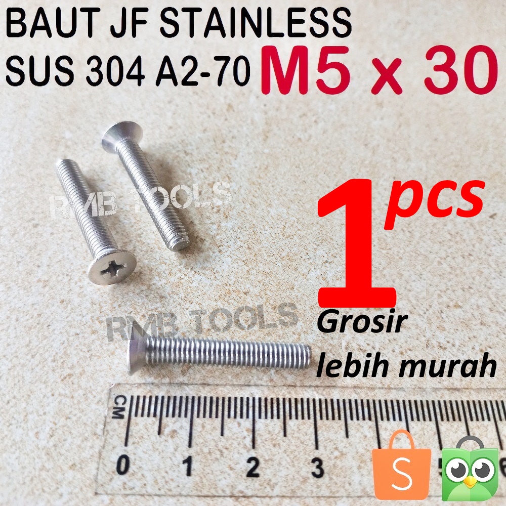 M5x30 JF STAINLESS GRADE 304 A2-70 FLAT HEAD MACHINE SCREW SCREWDRIVER PLUS M5 CSK