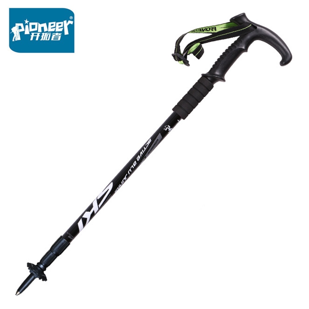 Pioneer T-handle Trekking Pole 3 Sections Ultralight Outdoor Camping Hiking Walking Sticks Cane Climbing Canes