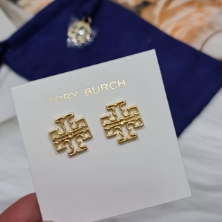 ต่างหู Tory Burch Britten Logo Stud Earrings โลโก้ใหญ่ รุ่นนี้ใส่สวยมาก