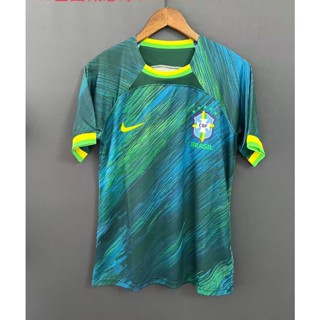 เสื้อกีฬาแขนสั้น ลายทีมชาติฟุตบอล Brazil concept สีเขียว ไซซ์ S - XXL 22-23