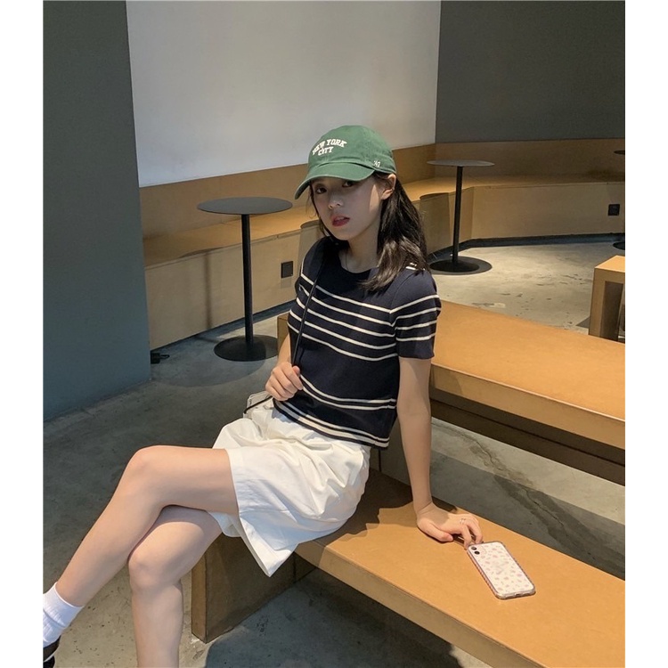 🌟KFC🌟🧃เสื้อไหมพรมแขนสั้น🧃 คอกลม แต่งลายขวาง ผ้าใส่สบาย สไตล์เกาหลี🧃 #B32 - รูปที่ 6