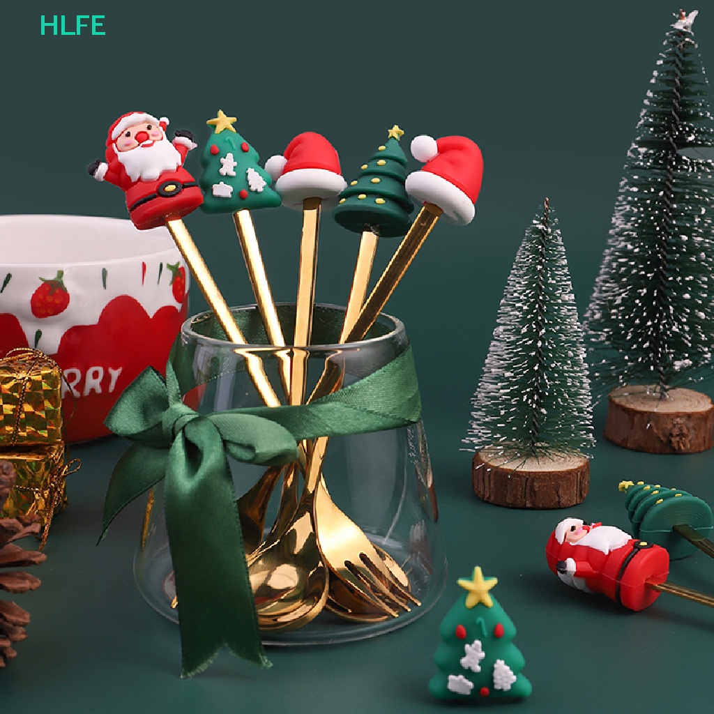 Hl Bak ต้นคริสต์มาส ชุดช้อนส้อม ส้อม ลายกวาง คริสต์มาส ของขวัญ สําหรับตกแต่งต้นคริสต์มาส 4 ชิ้น 6 ชิ้น FE