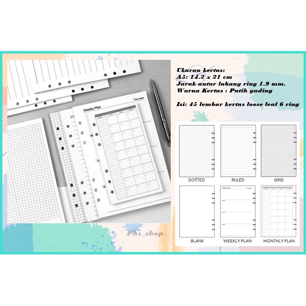A5 Binder เนื้อหา 6 แหวน A5 Binder กระดาษ 6 แหวนหลวม A5 6 แหวน Binder A5 6 แหวน
