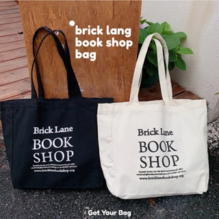 🥨พร้อมส่ง🥨 กระเป๋าผ้า กระเป๋าสะพายข้าง สะพายไหล่ มินิมอล สไตล์เกาหลี Brick Lang Book Shop Bag