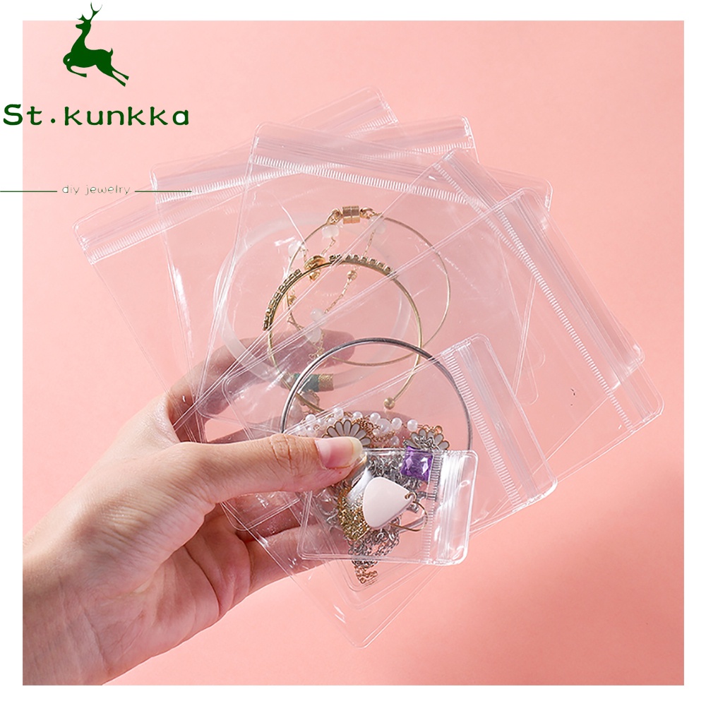 St.kunkka 50/20pcs ถุงแก้ว ถุงพลาสติก Ziplock โปร่งใสของขวัญเครื่องประดับถุงเก็บ