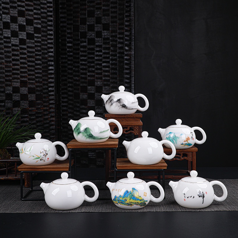 ขายตรงจากโรงงาน ชุดกาน้ําชา ลายโลโก้ Lanolin Jade Xishi Pot สีขาว สําหรับครัวเรือน