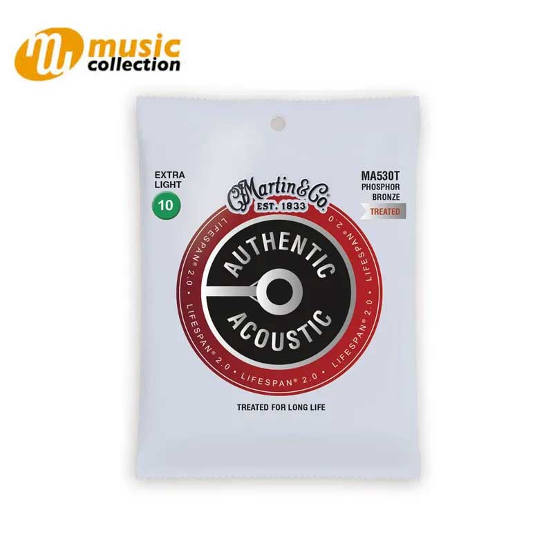สายกีตาร์โปร่ง Martin MA530T Lifespan Treated Phosphor Bronze Authentic Extra Light 10-47