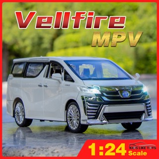 Klt โมเดลรถยนต์ สเกล 1/24 Toyota Vellfire MPV อัลลอย ของเล่น ของขวัญ สําหรับเด็กผู้ชาย รถบรรทุกอัตโนมัติ มีเสียง และไฟ