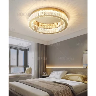 โคมระย้าเพดานเพดานคริสตัลสำหรับห้องรับประทานอาหารห้องครัววงกลมวงกลมไฟ LED ไฟส่องสว่างในร่ม