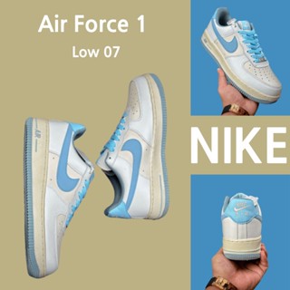 （ยิงจริง）Nike Air Force 1 Low 07 สีขาว ฟ้าอ่อน รองเท้าผ้าใบ รองเท้า รองเท้าวิ่ง รองเท้า nike-1-4