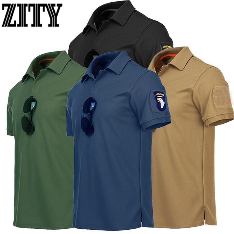 ZITY เสื้อทหารยุทธวิธีทหารกีฬากลางแจ้งเสื้อแขนสั้นแห้งเร็ว Summer Hiking Training