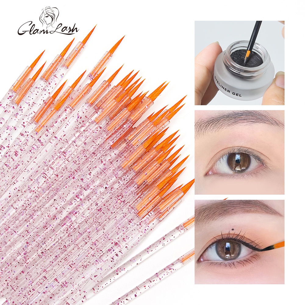 Glamlash แปรงปากกา ด้ามจับสีดํา ใช้ซ้ําได้ สําหรับเพ้นท์เล็บเจลกราฟฟิตี้ DIY 50 ชิ้น