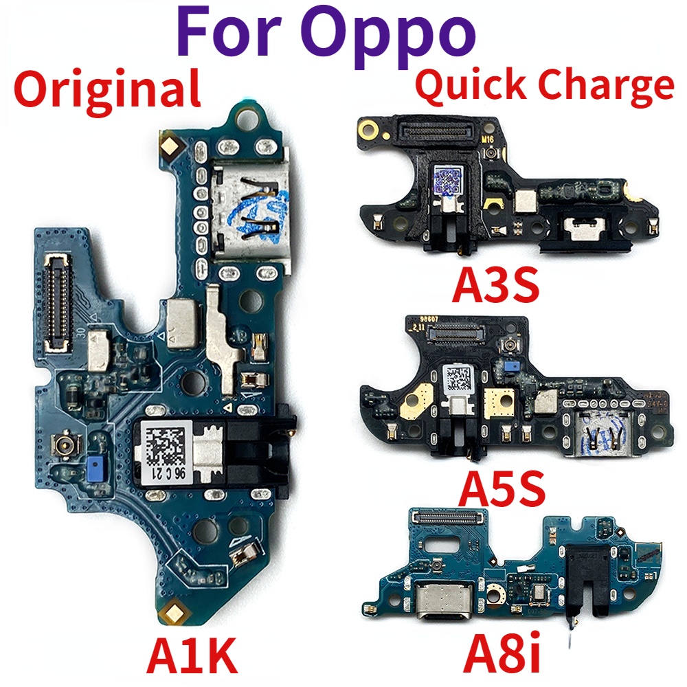 แท้ อะไหล่แท่นชาร์จไมโครโฟน สายเคเบิลอ่อน USB แบบเปลี่ยน สําหรับ Oppo A1k A3S A5S Realme 8i