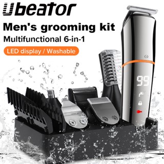 Ubeator 5 in 1 Hair clipper อุปกรณ์ผมจมูกมีดโกนเครื่องตัดผมผู้ชายแบบชาร์จไฟได้เครื่องโกนหนวดเคราจอน