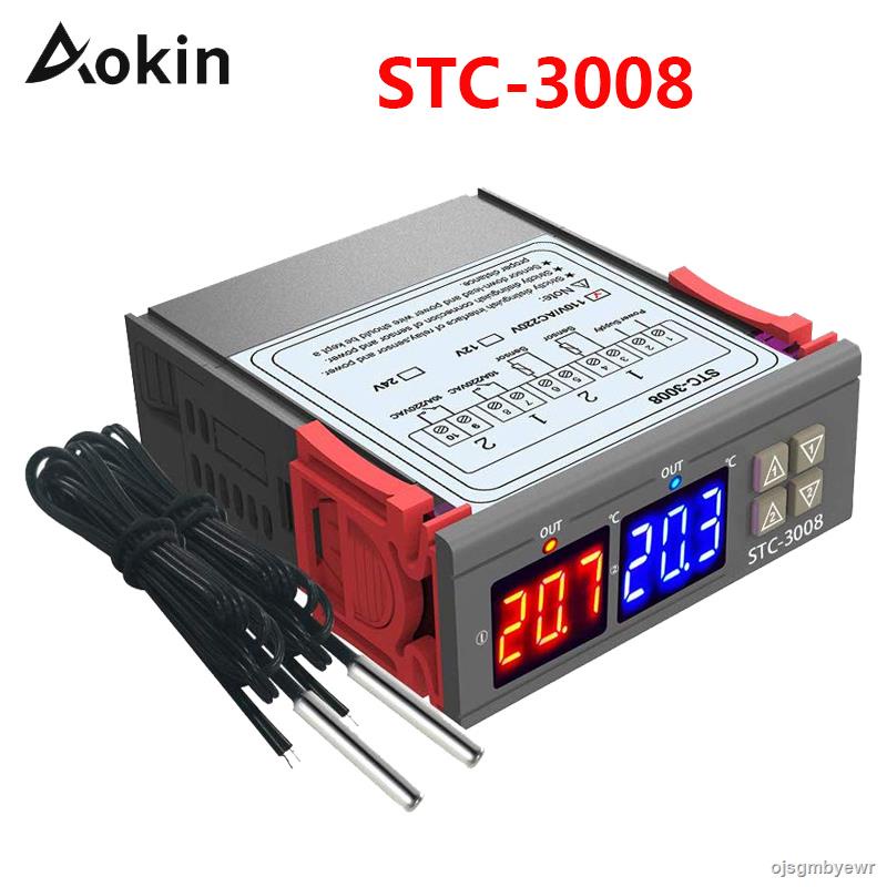 Stc3008 Digital Temperature Switch Controller Thermostat Sensor With Dual Ntc Adjustable Temp