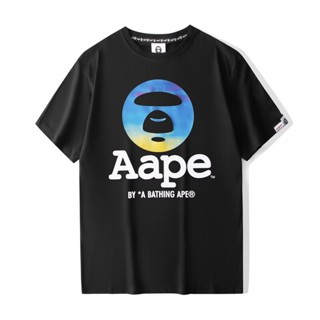 Original A Bathing Ape BAPEผ้าฝ้ายบริสุทธิ์แขนสั้นเสื้อยืดหลวมๆแฟชั่นผู้ชายผู้หญิงHis-And-Hersเสื้อผ้าคู่รัก