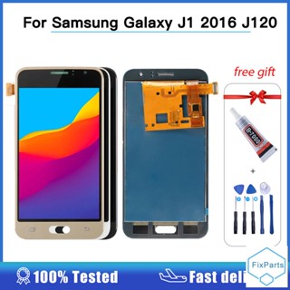 ชุดประกอบหน้าจอสัมผัส LCD ดิจิไทเซอร์ J120F J120H J120H J120H สําหรับ Samsung Galaxy J1 2016 LCD J120