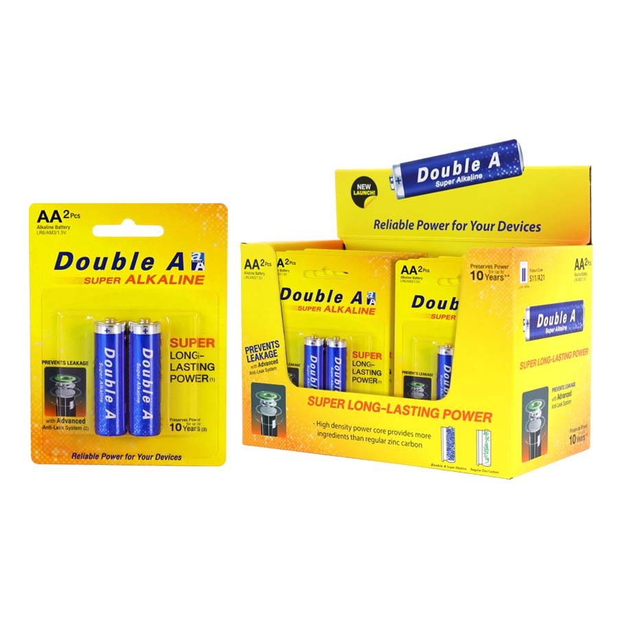 Double A ถ่านอัลคาไลน์ ดั๊บเบิ้ล เอ ขนาด1.5V AAA แพ็ก 2 ก้อน