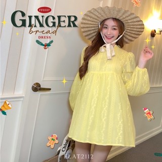 FLAT2112 FF0357 : GINGER BREAD DRESS มินิเดรส ผ้าลายลูกไม้ แต่งระบาย