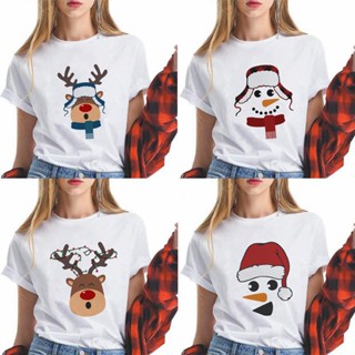 New Merry Christmas Tshirt Text Snowman Ladies T-Shirt 10.21