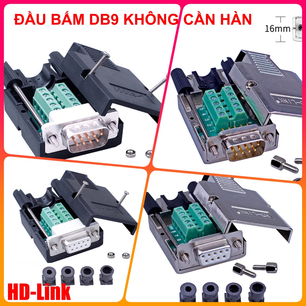 COM ขั้วต่อ DB9, RS232, DB9 Male, Female สกรู, เคสโลหะ, เคสพลาสติก สร้างสาย COM DB9 RS232, R422 9 พิ
