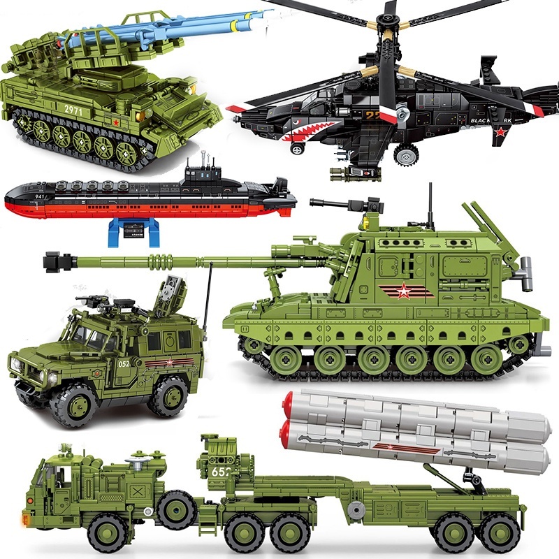 LEGO ถังทหารรถหุ้มเกราะ WW2เครื่องบินเฮลิคอปเตอร์รุ่นอาคารบล็อกอิฐ SWAT ตำรวจรถบรรทุกก่อสร้างของเล่น