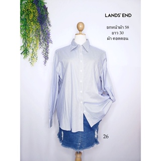 เสื้อมือสอง used เสื้อสาวอวบ อก 58 ยาว 30 นิ้ว แบรนด์ Landsend เสื้อเชิ้ต แขนยาว ผ้าคอตตอน