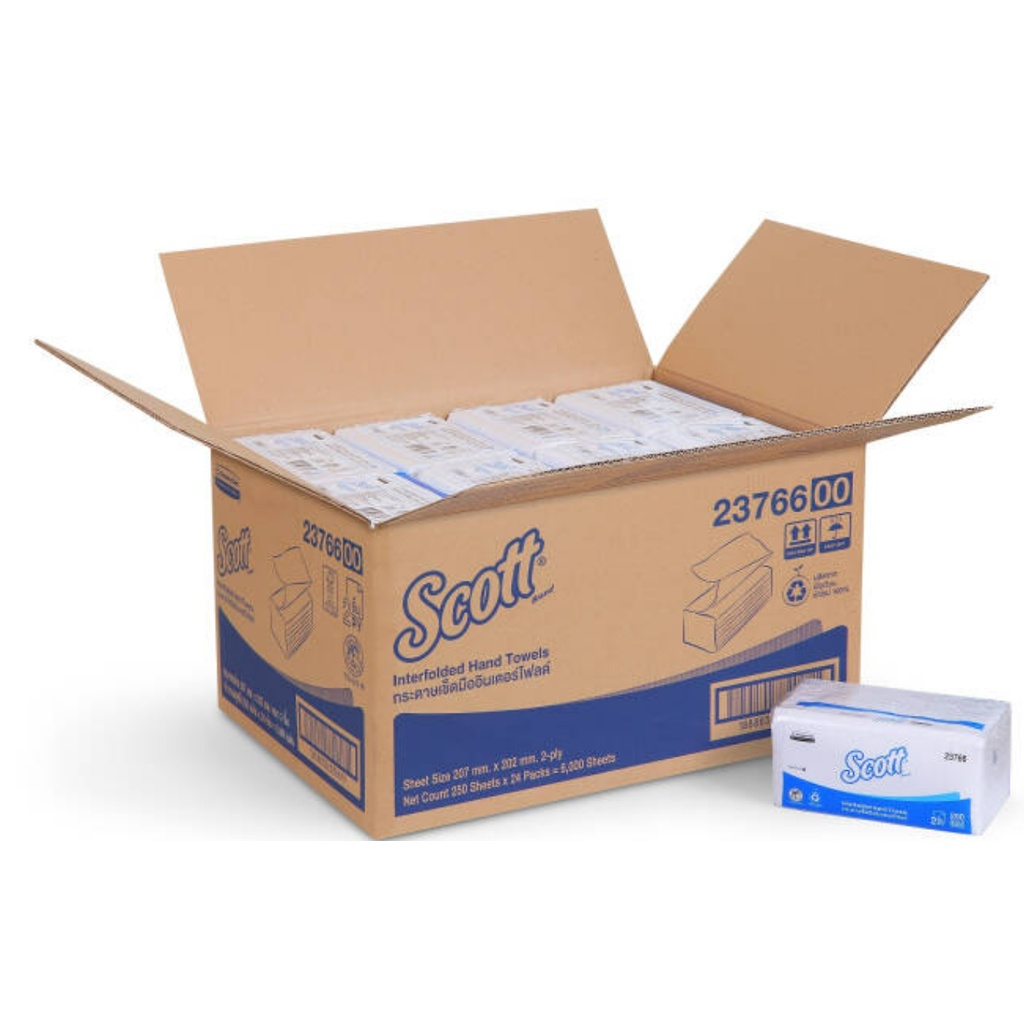 SCOTT ESSENTIAL กระดาษเช็ดมือ สก๊อตต์ เอสเซนเชี่ยล อินเตอร์โฟล์ด ทาวเวล รหัส 23766 สินค้าคิมเบอร์ลี่