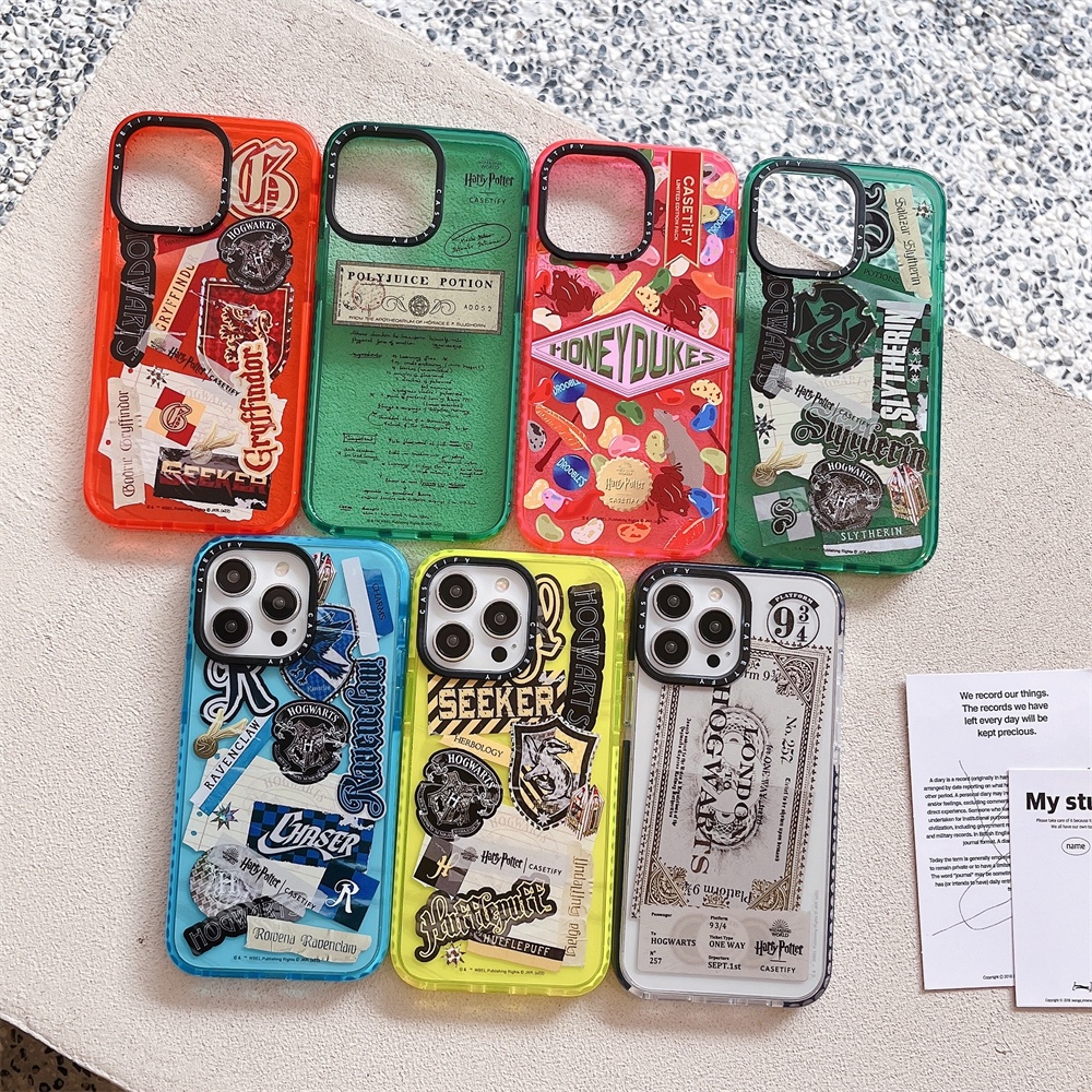 สําหรับiphone 16 15 XR Cool House Gryffindor Hufflepuff Ravenclawสติกเกอร์Clear Case iPhone X/XR/Xs Max Soft TPUสําหรับiPhone 7 8 Plus Harry Potter Express Ticketกันกระแทก