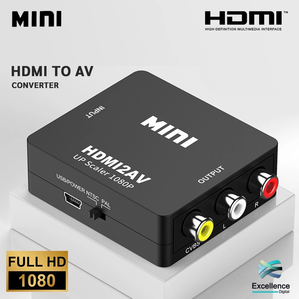 HDMI to AV Converter (1080P) แปลงสัญญาณภาพและเสียงจาก HDMI เป็น AV(HDMI2AV) #A-052
