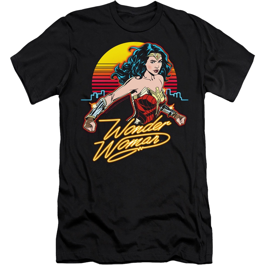 Neon Skyline Wonder Woman T-Shirt เสื้อยืดถูกๆ เสื้อยืดชาย เสื้อยืดแขนสั้น