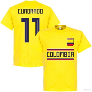 【cotton Tshirts👕】เสื้อยืดคอกลม แขนสั้น พิมพ์ลาย O-O World Cup Colombia Jersey Fans Cuadrado James สีเหลือง พลัสไซซ์