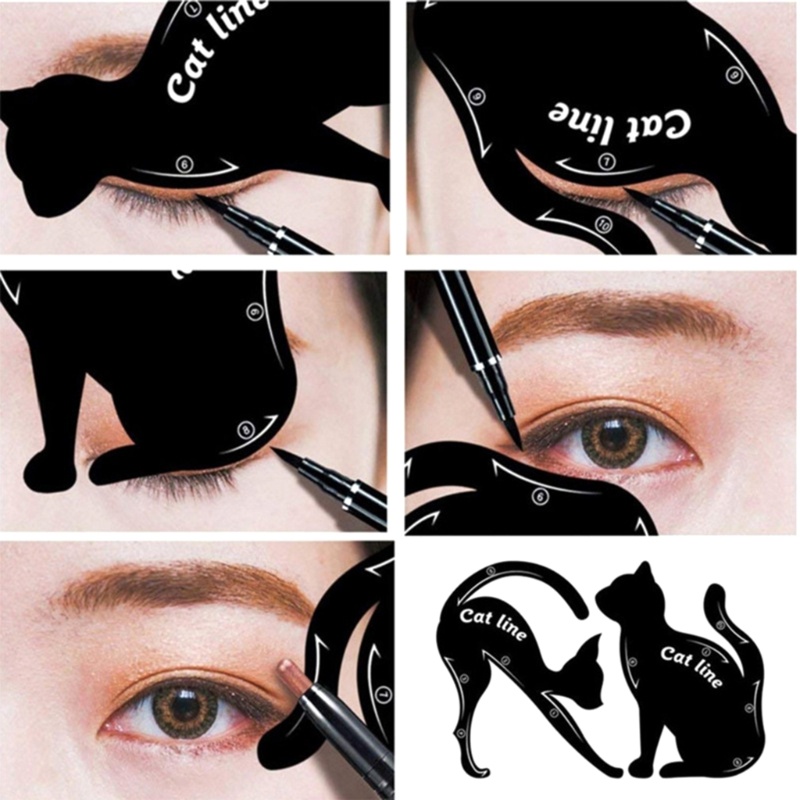 Broa Cats Eyeliner Stencils, Cats Shape Eye liner & Eye Shadow Guide Template เครื่องมือ