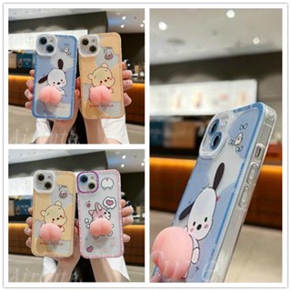 เคส OPPO A76 A55 A54 A53 A16 A15 A15S A96 A95 A92 A74 A52 A37 A37f A33 A31 A12 A9 A7 A5 A5S A3S Reno6 Reno7 Z Reno8 4G 5G Transparent Bear Decompression Peach Heart Soft Case