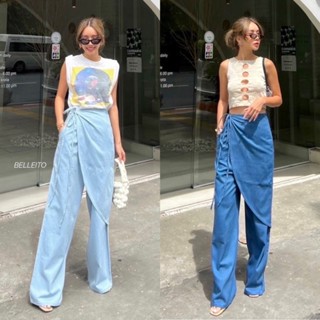 New!!! กางเกงยีนส์ขายาวทรงเองสูง detail ผูกป้ายข้าง by BELLEITO new collection ลุคเกาหลีสุดๆ ผ้ายีนส์ชั้นดี