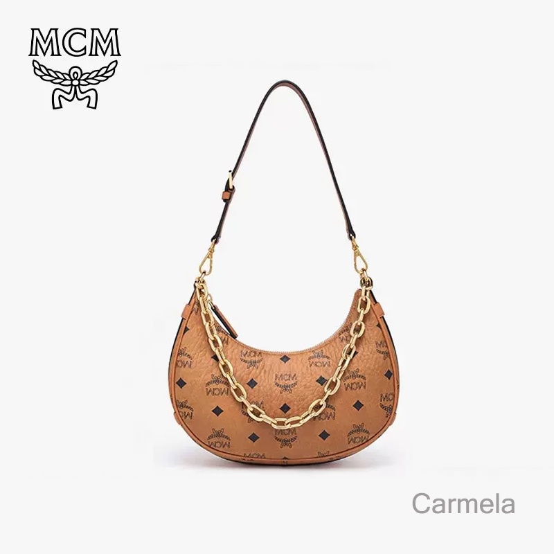 กระเป๋า MCM แท้ 2022 HOBO underarm bag half moon bag crossbody bag โซ่